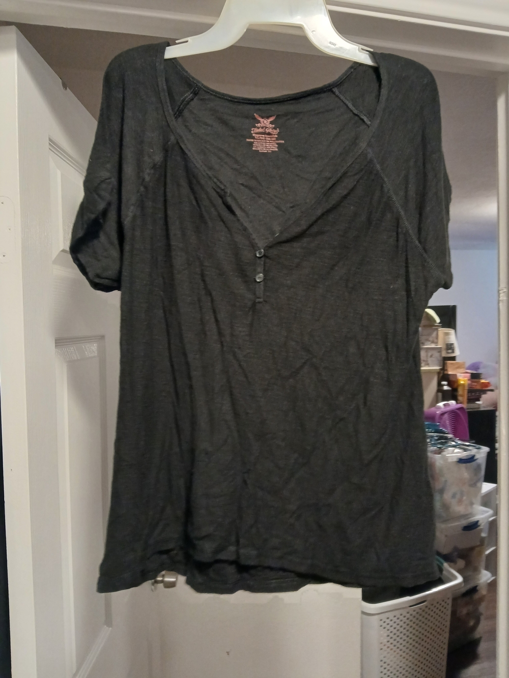 Faded Glory Black Short-Sleeve Sleepwear Top